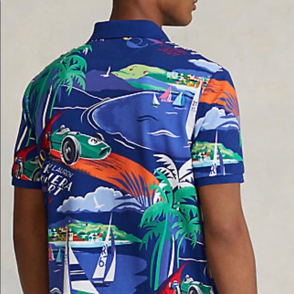 Classic Fit Riviera-Print Polo Shirt - Picture 3 of 5